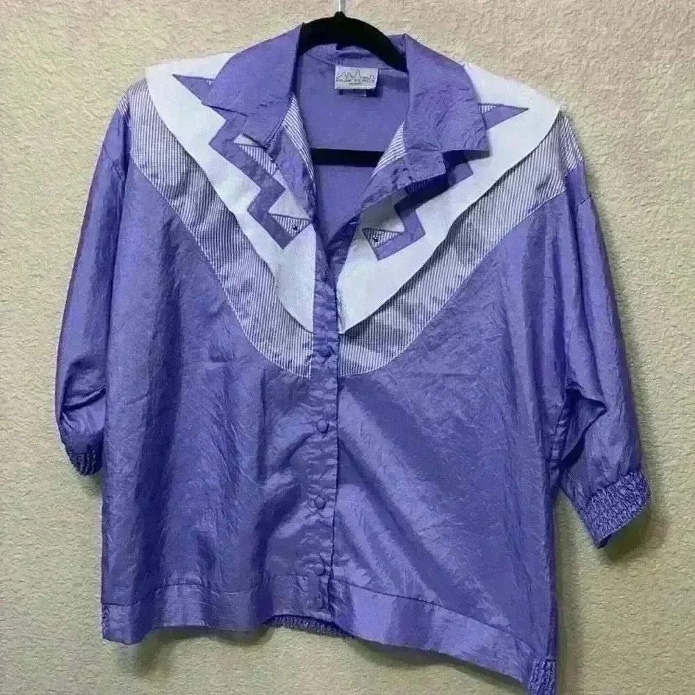 Vintage 70s purple windbreaker sz L *flaw grandmacore western cowgirlcore